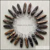 Auto DVR Charms Draad Wrapped Tiger Eye Stone Pilaar Zhexagon Pendum Hanger Hangende Hangende mode sieraden maken Groothandel drop levering bevindingen C DHJAU