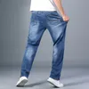 Herr jeans 6 färger vår sommaren mäns tunna rak ben lösa jeans klassisk stil avancerade stretch baggy byxor man plus storlek 40 42 44 230301