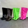 Botas de mujer hasta la rodilla zapatos de punta estrecha para Ins Western Long Color sólido Stilettos Candy Colors tacones altos calzado tamaño 35-45