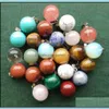 car dvr Charms Round Ball Assorted Mixed Natural Stone Teardrop Crystal Pendants For Necklace Accessories Jewelry Making Drop Delivery Findi Dhjmw