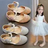 Flat Shoes Toddlers Girls Leather PU Patent Children Flats For Little Medium Kids Pink Party Wedding Performance Bow