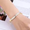 Bangle Fashion Geometric Crystal Curved Bracelet For Woman Love Wedding Gift Stainless Steel Jewelry Wholesale