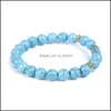 voiture dvr Charme Bracelets Tortue De Mer Perles De Lave Classique 8Mm Turquoise Pierre Élastique Bracelet D'amitié Plage Pour Femmes Hommes Bijoux Drop Delive Dhprn