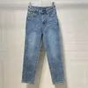 Jeans para mujeres Diseñador de cintura alta Capris Pants Mujeres Pantelas de bolsillo de bolsillo de bolsillo trasero Pantalones impresos