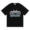 여름 남성 티셔츠 여성 Rhude 디자이너 남성 탑 레터 폴로 폴로 자수 Tshirts 의류 짧은 슬리브 Tshirt 큰 티 G4AU#