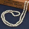Chains Natural Pearls Beads 7-8mm Size For Diy Orange Charm Long Necklace Jewelry 34inch Generous Ladies Female Gifts H463