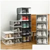 Depolama Kutuları Kutu Çıkarılabilir Şeffaf Kalınlaştırılmış Plastik Açık Ayakkabı Kutusu İstiflenebilir Kombinasyon Ayakkabıları Konteyner Organizatör B Dalgası DHL9G