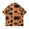 Men's Casual Shirts Dark Geometric Printed Street Fashion Men's Shirt Summer Thin Material Shirts Man Z0224