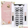 Falsche Wimpern Wimpern Paket Box 3 5 10 Paar Magnet Magnetische Wimpern Set Großhandel Eyeliner Pinzette Kombination Schönheit Werkzeuge Make-up Dhyxg