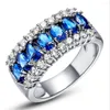 Wedding Rings Loredana Style Accessories Fashion Shiny Straight Row Egg-shaped Blue Zircon Rich Unwavering Attitude