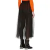 Skirts 2023 England Style Black Sheer Straight Soft Tulle Women Overlayer Skirt Female Bow Ankle Length Tutu Faldas Saia