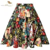 Skirts SISHION Cotton Black Skirt Womens Sexy Midi Summer Skirt Floral Polka Dots Black Red Blue High Waist Plaid Women Skirts VD0020 230301