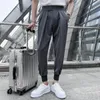 女性用パンツカプリスズボンの男性ソリッドカラーパンツ高品質の男性ドレスパンツイギリススタイルパンツメンフォーマルウェアマンカジュアルパンツ29-36 230301