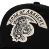 Ball Caps 2018 Nieuwe honkbalcap Soa Sons of Anarchy Skull Embridery Casual Snapback Hat Fashion High Quality Racing Motorcycle Sport Z0301