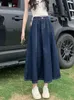 Kjolar kvinnors a-line kjolar streetwear lösa casual jeans sommar koreansk stil hög midja sexig delad klassisk vintage kjol 230301