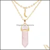 Auto DVR Hanger Kettingen Natuurlijke stenen Chakra Reiki genezing Moon Charm Zhexagonale opaal Amethists Rose Quartz Crystal Pendum ketting Drop de Dh4mu