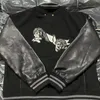 Designer Luxury Leather Stitching Baseball Suit Jacket Fashion Loose Classic Black Handsome Coat Jacket