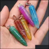 car dvr Pendant Necklaces Arrowhead Point Semiprecious Stone Pillar Pendum Diy Men Necklace Energy Jewelry Making Hip Hop Retro Punk Style D Dhfhl