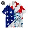 Męskie koszule Trendy USA Flag Stripes Stars Pullover Sexy Men Shirt 3D Print American Mans Summer T-Shirt Modna 4xl koszulki 4xl