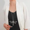 Подвесные ожерелья Allyes Vintage Big Silver Color Dragonfly Ожерелье для женщин очаровывать длинные цепные ювелирные украшения