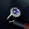 クラスターリング2.0ct fasionリアルソリッド925スターリングシルバーリングファッション女性ギフト5AジルコンジュエリーブランドウェディングエンゲージメントシルバーリングG230228