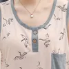 Women's Sleepwear Arrival Summer Cotton Cartoon Women Vest Pajamas Set Round Neck Loose Casual Soft M-4XL Ladies Nightwear