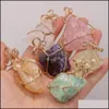 Auto DVR Hanger Kettingen Irregar Draad Wrapped Natural Stone Healing Crystal Amethist Phangers Diy ketting Dames Geschenk sieraden Druppel levering Dhn9l