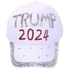 Trump 2024 dżinsowy kapelusz na zwykłym diamentowym baseballowym czapce bawełniane czapki hurtowe ee