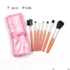 Makeup Brushes 7 Pcs Purple Make Up Leather Bag Sier Pink Gold Brown Black Wooden Brush Drop Delivery Health Beauty Tools Accessories Dhoma