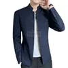 Abiti da uomo 2023 Abito da uomo con colletto alla coreana in puro colore Nero Bianco Blu navy Blazer da uomo d'affari in stile cinese Giacca da uomo slim fit