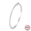 Bangle Poulisa S925 manschett tunn armband för kvinnor 925 Sterling Silver Pave Setting Moisa Moissan Bangles With Switch Pulseras 230228