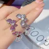 Cluster Ringe Trendy Luxus Schmetterling Kubikzircon Engagement Fingerringe Für Frauen Hochzeit DUBAI Braut Einstellen Ring J2097 G230228