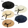 Wide Brim Hats Summer Solid Color Straw Hat Women Big Beach Travel Simple Foldable Sun Sunscreen UV Protection Panama CapWide