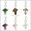 Car DVR Key Rings Healing Chakra Mushroom for Women Men Natural Quartz Crystal Rock Charm Clhoker Jewelry Bags Car Keychain Drop