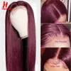 Synthetic Wigs Hairugo 99j Straight Wigs for Woman Human 4x4 Lace Closure Wig Brazilian Burgundy t Part 230227