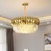 Chandeliers Modern Golden Stainless Steel Leaf Crystal Chandelier Luxury Lustre Hanging Light For Living Room Dining Model Lamp
