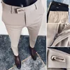 Мужские брюки весна лето мужчины повседневные бизнес -брюки Slim Fit Solid Offical Office Social Bayers Мужской свадебный костюм 230301