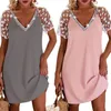 Casual Dresses Fashion Dress All Match Pullover Party See-Through Lace Lady