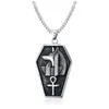 Kedjor mystiska Egypten kista amulet anubis ankh hänge halsband vintage män smycken