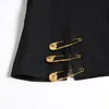 Damenanzüge-Blazer TWOTWINSTYLE Loose Fit Black Hollow Out Pin Spliced Jacke Blazer Revers Langarm Frauen Mantel Mode Herbst Winter 230228