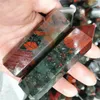 Decorative Figurines 200g High Quality Natural African Bloodstone Crystal Points Green Red Blood Stone Wands Reiki Decorations Feng Shui