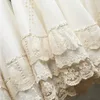 Japanese Mori Girl Multi Layer Lace Cotton Skirt Women White Fairy Embroidery Pleated Princess Underskirt Kawaii A2851 230301