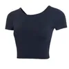 Active Shirts Women Sexy Hollow Back T-Shirts Breathable Gym Fitness Yoga Short Sleeve Running Sport Crop Top Slim Soft Training Workout