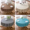 Nappe de table de haute qualité plaine décorative coton lin dentelle lisière imperméable à l'huile épaisse couverture de salle à manger de mariage