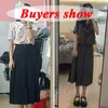 Rokken lucyever zwart grijs geplooide lange rok voor dames lente Japanse stijl high-taile rokken vrouw kantoor streetwear midi rok 230301