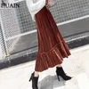 Rokken geplooide rok vrouwen herfst 2023 solide kleur Koreaanse mode casual midi kantoor dames ruches fitness vrouwelijke kleding