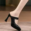 Dress Shoes Punk Goth Pumps Women's Genuine Leather Pointed Toe High Heels Slide On Slipper Stiletto Mules Slingback Oxfords Boots