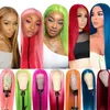 Abijale Pink Red Grey Purple Yellow 613 13x4 Spets Front Human Hair Wigs Colored Brasilian Straight Remy Frontal