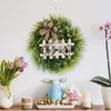 Dekorativa blommor 2023 Spring Wreath Natural Rattan Simulation Green Plants Easter Door Decoration Pendant Home