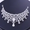 Wedding Accessories Floral Jewelry Diamond Wedding Costume Necklace Earring 1Set Crystal Rhinestone Alloy Bridal Jewelry